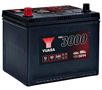 Yuasa YBX3214 12V 60Ah 540CCA tätat högpresterande bilbatteri | Tätat underhållsfritt, hög prestanda, pålitlig och hållbar, lång livslängd