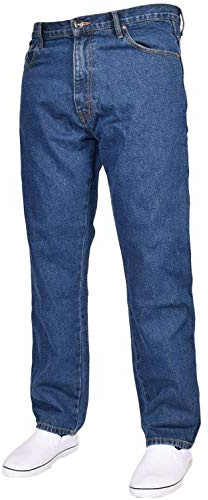 True Face Mens Jeans Straight Leg Denim Pants Zip Fly Classic Fit Trousers Blue Stone Wash 38R