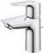 GROHE Start Edge – Basin Mixer Tap with Pop-Up Waste Set (Metal Lever, 28 mm Ceramic Cartridge, Water Saving Mousseur 5.7 l/min, Tails 3/8 Inch), Size 147 mm, QuickTool Included, Chrome, 24196001
