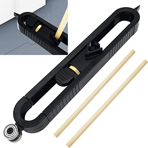 CTRICALVER Medidor Contornos Preciso, Copiadora de Contorno, Herramienta de Trazo de Calibre de Contorno Bloqueo Ajustable, Calibre de MedicióN de CarpinteríA (negro)