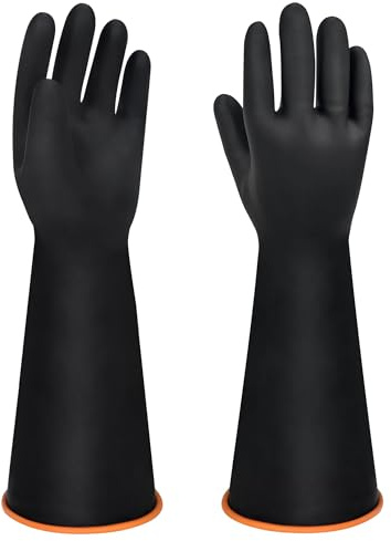 18 XL Size Latex Chemical Resistant Gloves, Heavy Duty Long Rubber Gloves