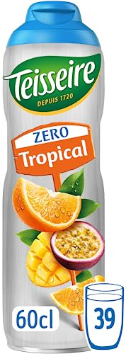 Teisseire Zéro Sucre, Sirop Tropical pour Boisson Rafraîchissante, Cocktails, Bidon 60cl