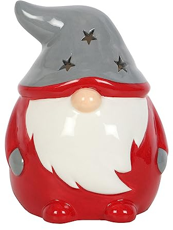 Teelichthalter aus Keramik in Rot und Grau – Festliche Weihnachtsdekoration & Geschenk – Dorf-Keramik-Teelichthaus – Rader Porzellan