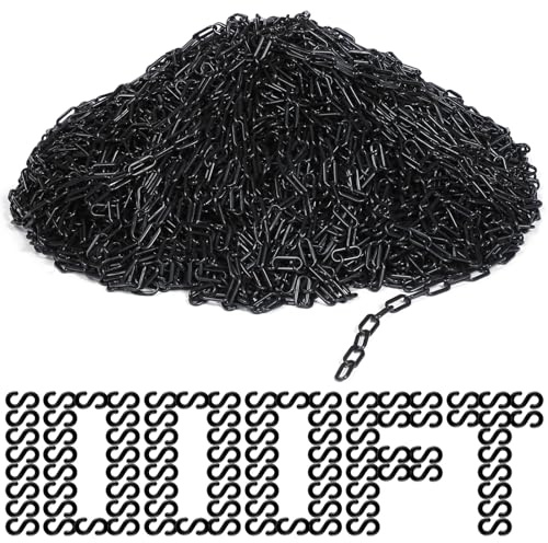 Geelin 1000ft Plastic Barrier Chain Plastic Chain Links Weatherproof Safety Link Crowd Control Barriers Garden Fence Decoration (Black)