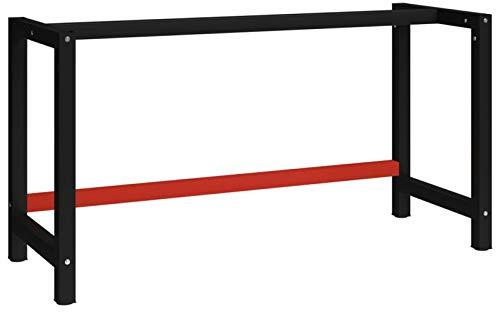 Festnight Telaio per Banco da Lavoro, Struttura Tavolo per Attrezzi, Banco Lavoro in Metallo 150x57x79 cm Nero e Rosso