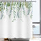 YISURE Duschvorhang Grün Eukalyptus Blätter 220 Höhe, Polyester Pflanze Natur Stoff badewanne Textil waschbar mit Gewicht für Badzimmer, Breite 200 x Höhe 220cm