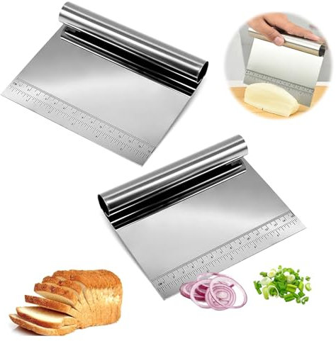 HENGBIRD 2 Pz Paletta per Verdure, Spatola in Acciaio Inox, Raschietto per Impasto, Spatola per Cucina, Raschietto per Pane Frutta Verdura Cottura