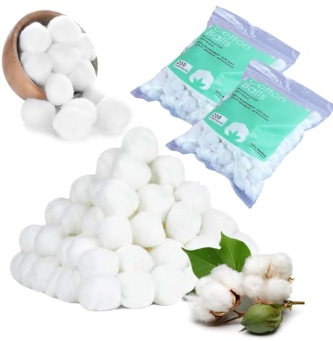 Batuffoli di cotone,Batuffoli di Cotone Idrofilo,400 PCS Sgrassanti Batuffoli Cotone,Batuffoli di cotone per trucco,Batuffoli Cotone Bianchi per Salone di Bellezza,Uso Domestico