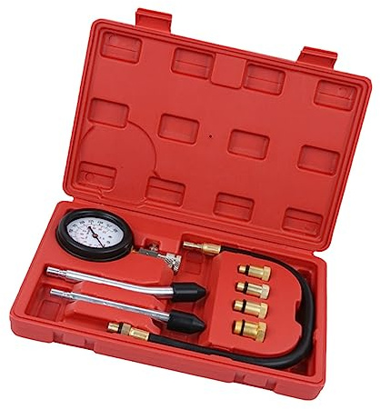 Mikikit 1Ensemble Manomètre de Compression de Cylindre Multi Psi pour Voiture et avec Tuyaux Détecteur de Fuite et Testeur de Compression de Moteur