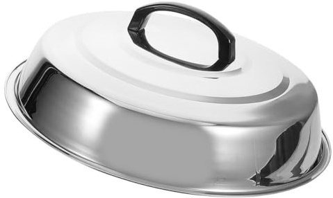 MUCKLILY Cubierta de Acero Inoxidable para Bistec Tapa Elevada para Parrilla y Microondas Cúpula Protectora para Comida Cocina y Restaurante Diseño con Asa para Fácil Manejo