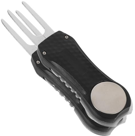 TOBBOMEY Forchetta in Acciaio Inossidabile per Riparazione Zolle da Golf Marcatore per Palline Attrezzo Pieghevole e Compatto per Manutenzione Green Golf Set 2 Pezzi