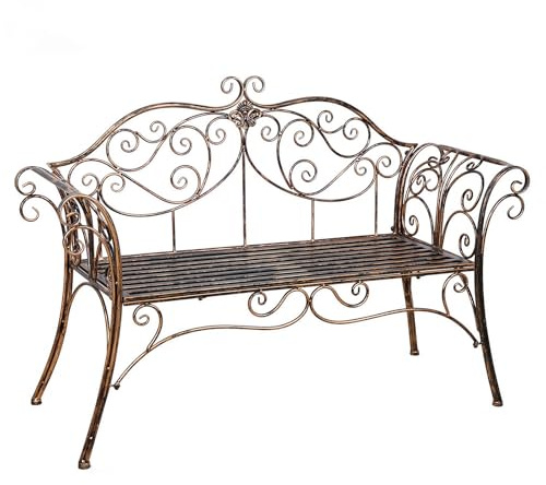 Banco de jardín de Hierro Forjado Inoxidable y Plegable Color Bronce 133 * 49 * 90cm