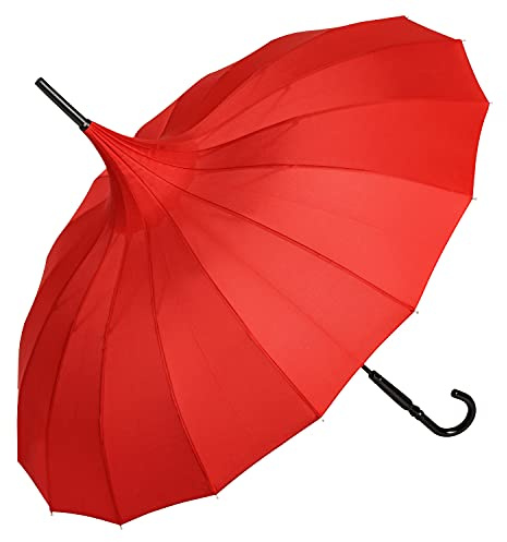 Von Lilenfeld Women's Charlotte Pagoda Umbrella, Red, 87/90, Pagoda