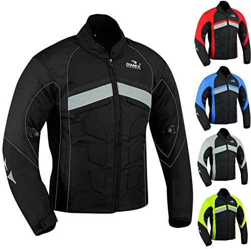 Dimex Mens Motorcycle Waterproof Cordura Textile Jacket Motorbike CE Armours (XL, All Black)