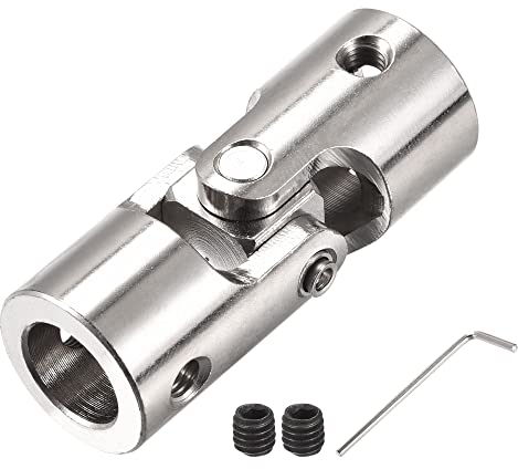 sourcing map Drehbare Kreuzgelenk Wellenkupplung 12mm bis 12 mm Innendurchm. L52 x D20 mit Schrauben und Schraubenschlüssel für RC Modell