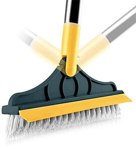 Voiakiu Brosse à récurer Les planchers avec Manche Long | Brosse à gratter 2 en 1 - Nettoyage Domestique rotative à 120 ° pour Sol, Salle Bain, terrasse, Cuisine, Mur, Tapis et terrasse