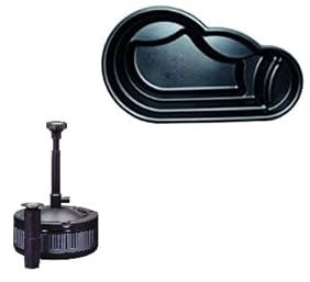 Giardini d'Acqua Kit Laghetto Preformato Nero Mod Vico 300 Lt + Pompa Filtro interno Ecopond 2 Giochi Acquatici Pesci Piante Palustri Koi Ninfee DIY