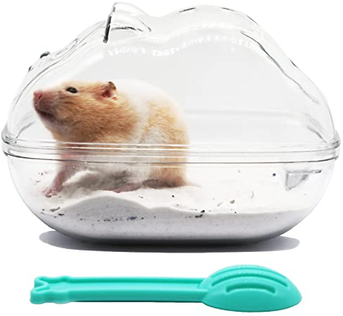 Wenriko Hamster Sand Bath Container, Hamster Bathtub with Cleaning Scoop, Big Space, Easy to Clean, for Dwarf Hamster, Gerbil, Small Animals