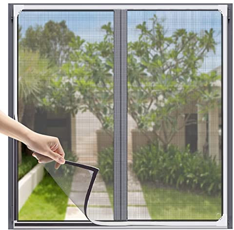 XHDA Magnetic Fly Screens for Windows, Adjustable 90x120cm Window Fly Net, Window Screen Mesh for Bug
