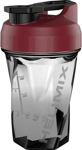 HELIMIX 2.0 591ml Shaker Proteine Senza Sfera - Borraccia Protein Vortex Blender | Miscelatore Palestra Senza Grumi, Tritan, BPA-Free, Lavabile in Lavastoviglie, Portatile, Antigoccia, Burgundy