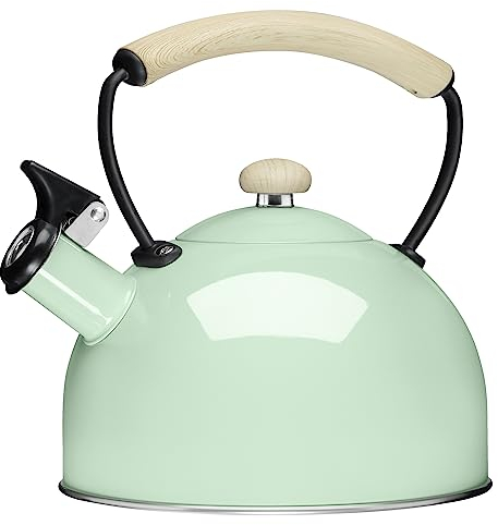 Galicja Alexander Wasserkessel Edelstahl - Flötenkessel für Gasherd und Induktion - Pfeifkessel - 2,3l Minze