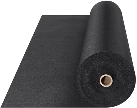 VEVOR Géotextile Non Tissé 1x50 m Toile de Paillage Anti-Mauvaises Herbes 150 g/m² Tissu d'Allée Perméable Résistant à la Déchirure pour Systèmes de Drainage, Aménagement Paysager, Couvre-Sol, Noir