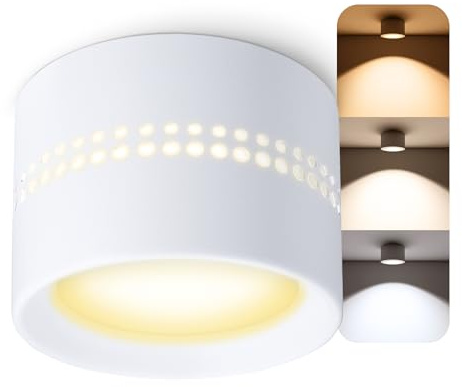 SSC-LUXon ALAPI Deckenspot weiß rund inkl. GX53 Leuchtmittel dimmbar LumiFLEX Lichtfarbe warm/neutral/kalt - Aufputz Leuchte LED mit indirekter Beleuchtung Decke