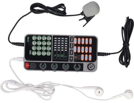 Voice Changer Live-Soundkarte, Tragbarer Sprachverzerrer mit -DJ-Controller, Einstellbaren Sprachfunktionen, Echtzeit-Sprachmodulator für Live-Streaming-Gesangsspiele