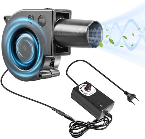 Asfrode Ventilatore Radiale: 1 pezzo, Ventilatore 12V, AC 220V, Turbina per Raffreddamento, Controllo della Velocità per Elettrodomestici, Ventilazione, Campeggio, BBQ, Gonfiabile, colore nero