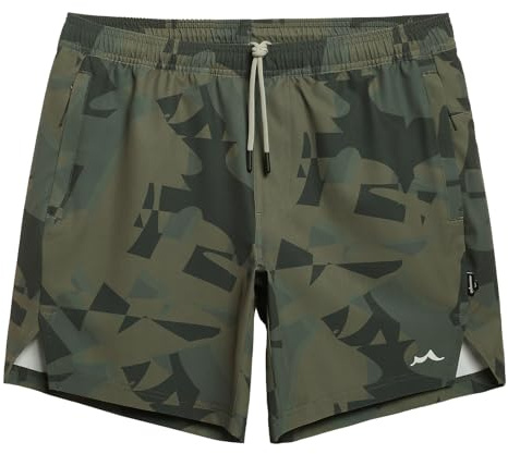 maamgic Men's Gym Running Shorts 7 Inch Quick Dry Athletic Workout Shorts with Zipper Pockets No Liner Camo Medium