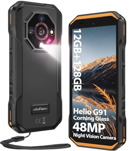 Ulefone Armor X32 Outdoor Handy 2025 MTK G91, 48MP+20MP Nachtsicht 12GB+128GB/2TB SD 5,65 Corning Glas mit Taschenlampe 5500mAh Baustellenhandy Dual SIM GPS Fingerabdruck NFC 2-Jahr Garantie-Orange