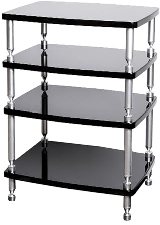 Hifi Rack Hifi-StäLl Hifi-ljudstativ/Hi-Fi-skåp, 2 3 4-vånings Heavy Duty Corner Entertainment Center, stereoställ och ställ/Hi-fi-separationer för DVD-spelare/spelkonsol/projektor(4-Tier)