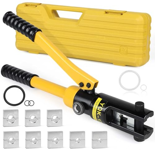 SWAWIS 12T hydraulisk krimptång 10–120 mm² pressverktyg med 8 uppsättningar koppar och aluminium terminalformar lämplig för 8 AWG-4/0 AWG kablar