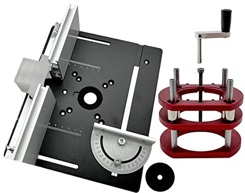 Base per fresa per legno con sollevatore e piastra di inserimento in alluminio, set di incisione di precisione e lavorazione del legno per progetti fai da te