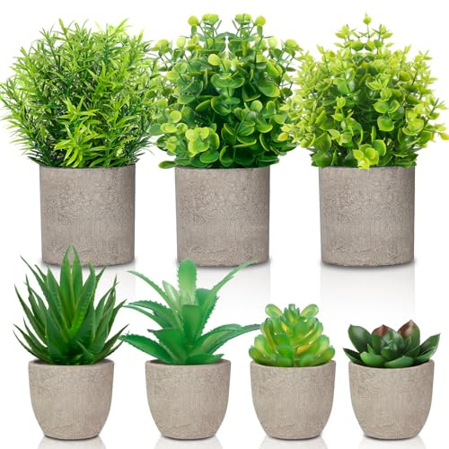 SACBRZZ 7 Pcs Planta Artificial PequeñA, Realistas Plantas Artificiales Decorativas, Tequila Carnoso Mini Plantas Decorativas, Planta Artificial Decoracion Hogar para Casa Oficina Mesa Baño