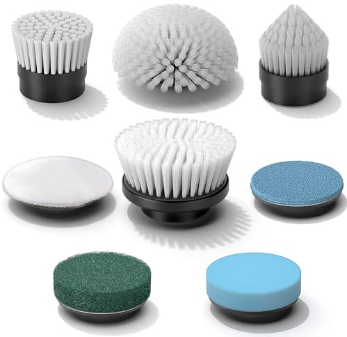 YKYI Set Pulizia 8-in-1, Spazzole Multifunzione per Bagno, Pavimenti, Auto, Cucina, Include Spazzola Circolare, Piatta, Angolare, Spugna, Panno Assorbente, Spazzola in Lana
