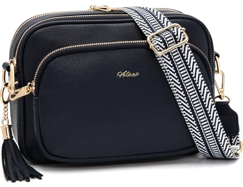 HILAEX Axelväskor för kvinnor stöldskydd, crossbody-väska kvinnor RFID-blockerande 4 blixtlåsfack, axelväskor för kvinnor med justerbar bred rem
