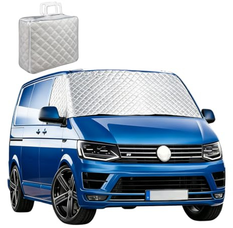 Feithmonic Copertura Parabrezza Auto Adatte per VW T5, Parasole per Parabrezza Anteriore Esterno, Anti UV Protezione Solare, Tende Termica per Volkswagen Transporter Camper, con Sacchetto Portaoggetti