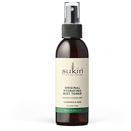 Sukin Signature Hydrating Mist Toner 125ml - alcohol free with Chamomile & Rosewater; cruelty free & vegan friendly - soothes, purifies & cools tired skin.