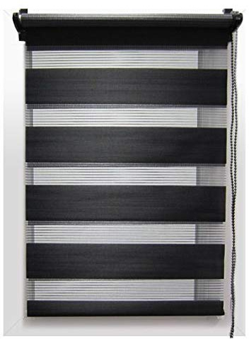 Store Enrouleur Jour/Nuit 4 Coloris 12 Tailles DIFFERENTES (90 X 180 CM, Noir)