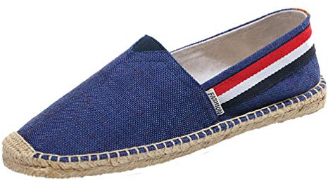 YOUJIA Espadrilles Mixte Adulte Vintage Ethnique Plat Slip-on Chaussures d'été (#1 Bleu, EU 41)