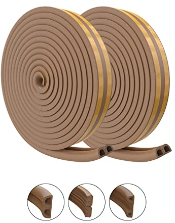 Nematek - Dichtungsband selbstklebend - Fensterdichtung D-Profil schnell montiert - Türdichtung Dichtband idealer Zugstopper - Fensterdichtung selbstklebend (braun - D-Profil 5-7 mm)