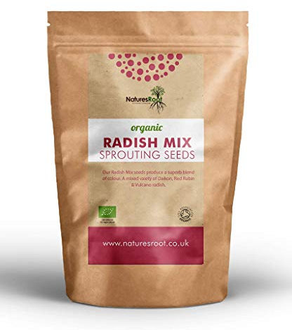 Nature’s Root Organic Radish Mix 250g - Microgreen Sprouting Seeds | Radish Sprouts | Healthy Superfood | Easy to Sprout | Resealable Pack