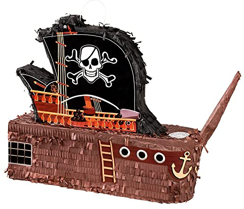 Boland 30967 Piñata barco pirata, tamaño 59 x 44 x 15 cm, ladrón de mar, barco, cumpleaños, decoración, juego de fiesta, regalo