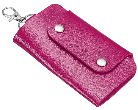 PATIKIL Chiave Custodia Copertura, PU Pelle Portachiavi Portachiavi Chiave Custodia con 6 Portachiavi per Chiave Appeso, Rosa Rosso