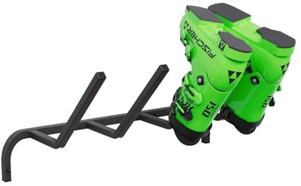 QLS Schuhhalterung Wand Skihalter für 2 Paare 64 cm Nordic Walking Trekking Stöcke Skiträger Hakenleiste mit schützender Gummierung zur platzsparenden Aufbewahrung WB2