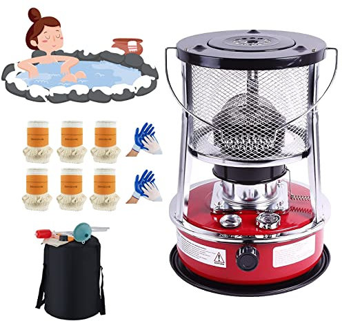 Vendics Chauffe-Tente Pour Extérieur Avec Réchaud À Kérosène Portable À 6 Mèches Pour Intérieur, Puissance De Feu Réglable, Chauffage Au Mazout, Camping Pour L'Hiver 4,6 L/6 L/4.6L/Rouge
