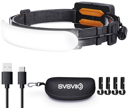 svsviio Rechargeable Headlamp PRO,5000mAh 1500 Lumen Super Bright 230°Beam LED Head Lamp,Headlights for Forehead,3 Modes,IPX6 Headlamps for Adults Camping/Hiking/Hard Hat/Mechanic