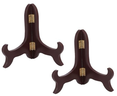 QUMIIRITY 2pcs Wooden Plate Stand Display Holder Elegant Menu Display Rack for Kitchen Restaurant and Events Fits Plates for Photos and Advertisements