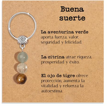 Bramart Llavero Personalizado con Cristales Naturales, Idea de Regalo Nuevos Comienzos Piedras Curativas Regalos para él Hombre para ella Mujer Cristal Sanador Dedicación Especial (Buena suerte)